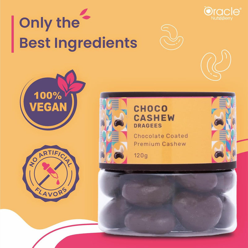Oracle Nuts & Berry Premium Choco Cashew Dragees Chocolate Coated Crunchy Cashew Nuts (120gm)