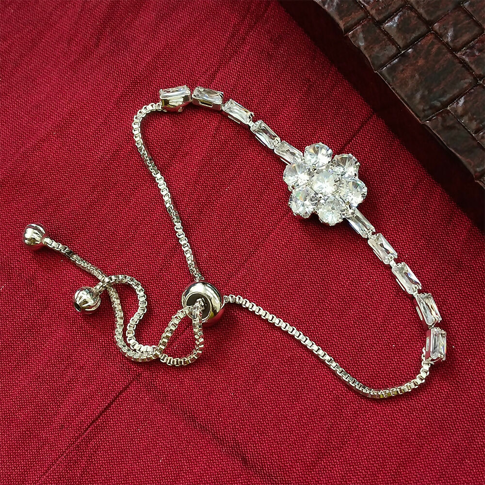 Silver Plated Ad Stone Adjustable Bracelet