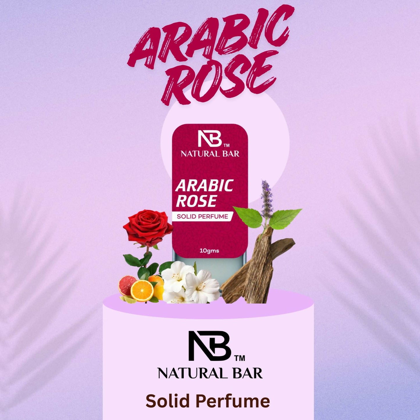 Natural Bar Arabic Rose Solid Perfume| Alcohol Free Cologne for Men & Women | Strong & Lasting Fragrance | Gifting Set for Him & Her