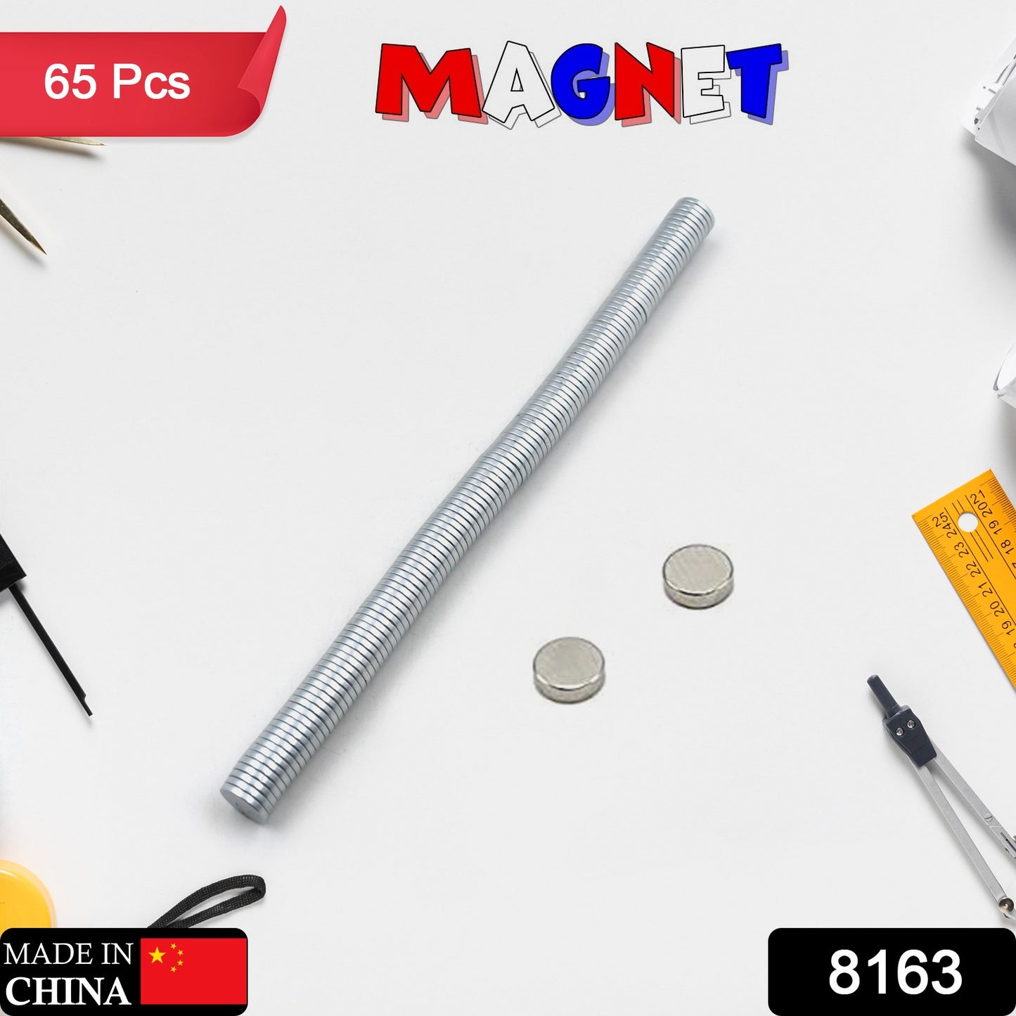 फोटो गैलरी, कला और शिल्प, रेफ्रिजरेटर चुंबक, शौक, स्कूल परियोजनाओं और कार्यालय के लिए डिस्क आकार में 8.9 मिमी x 1.2 मिमी छोटे फेराइट सिल्वर मैग्नेट 65 पीसी सेट