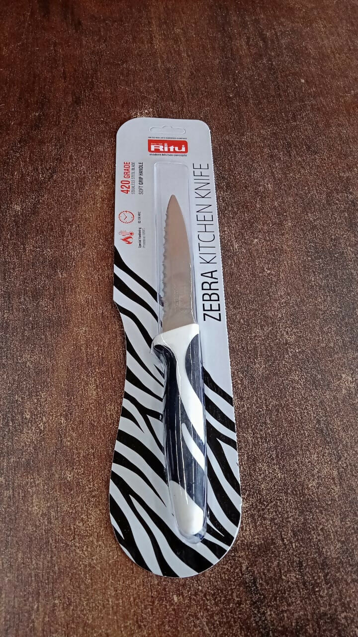 Ritu Stainless Steel Serrated Blade Zebra Kitchen Knife (1 Pc) view 6