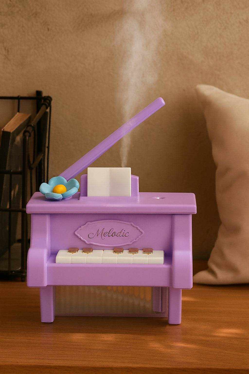 Purple Piano USB Mini Humidifier with Night Light for Bedroom & Kids Room