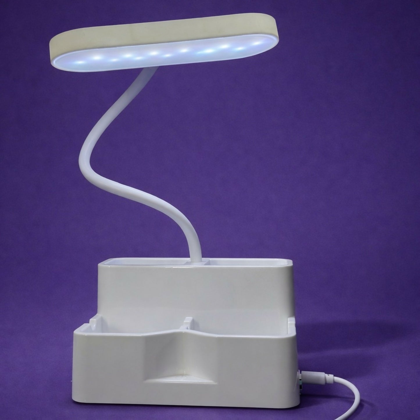 Desk lamp showing three color lighting modes