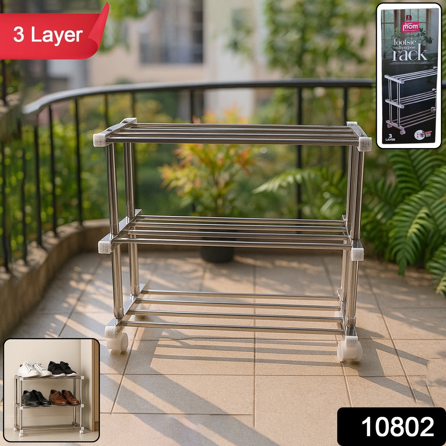 Supermom Stainless Steel Multipurpose Shoe & Storage Rack - (1 pc)