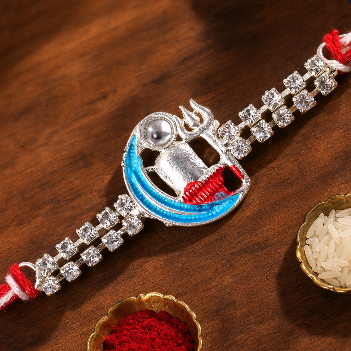 Premium Rakhi with Crescent Moon Charm, leaf touch and gift style for Raksha Bandhan