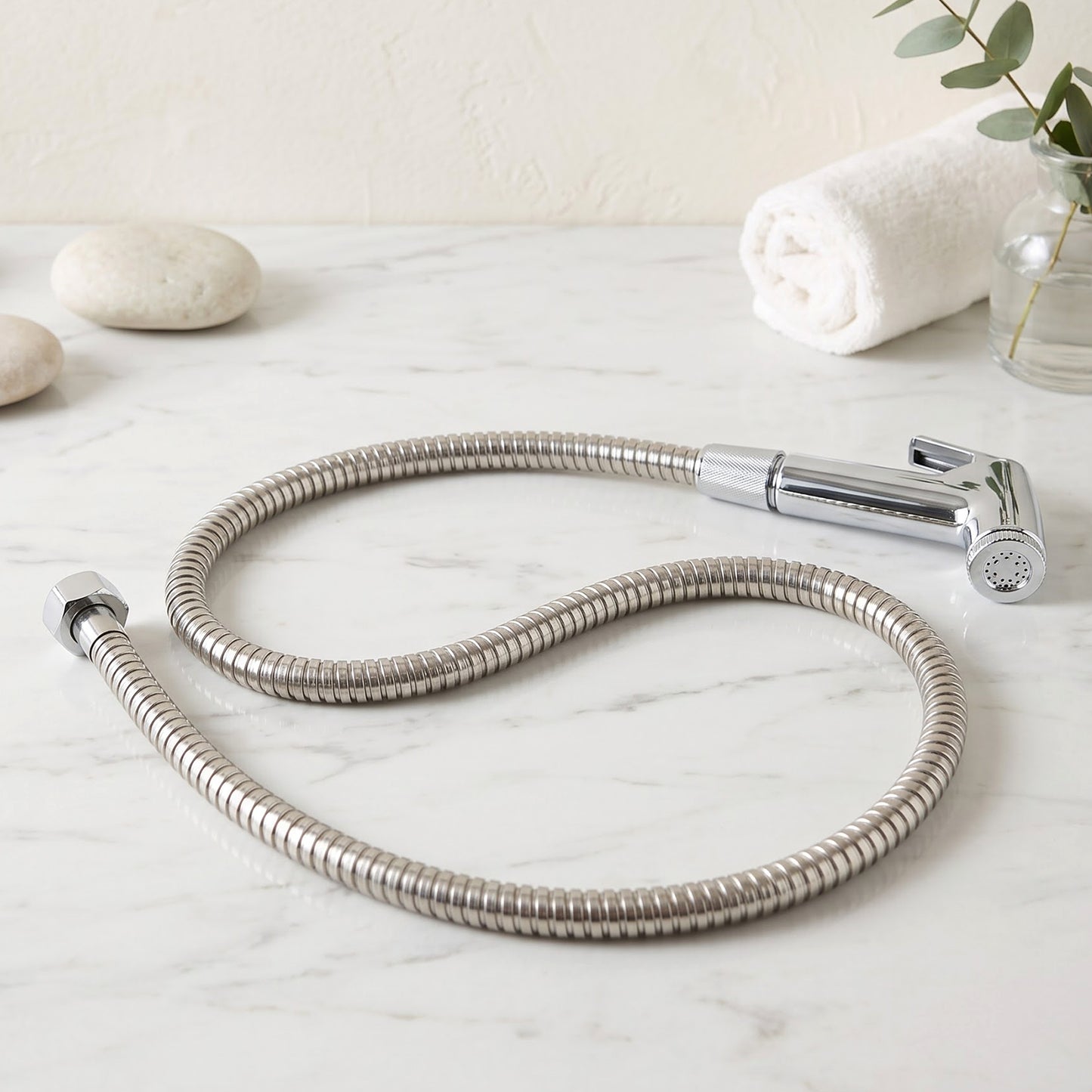Shower hose pipe set on white background