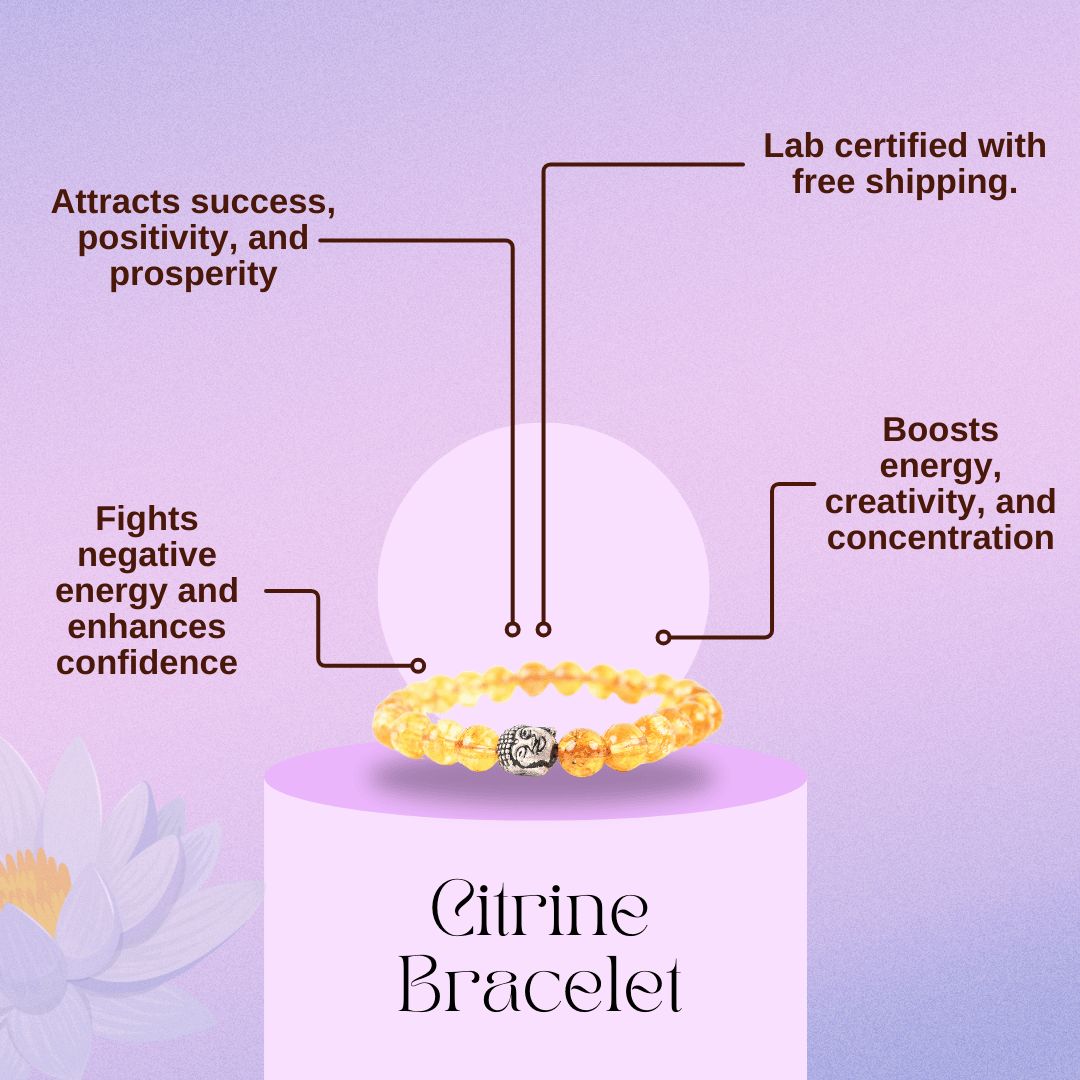 Citrine Crystal Stone Yellow  Bracelet