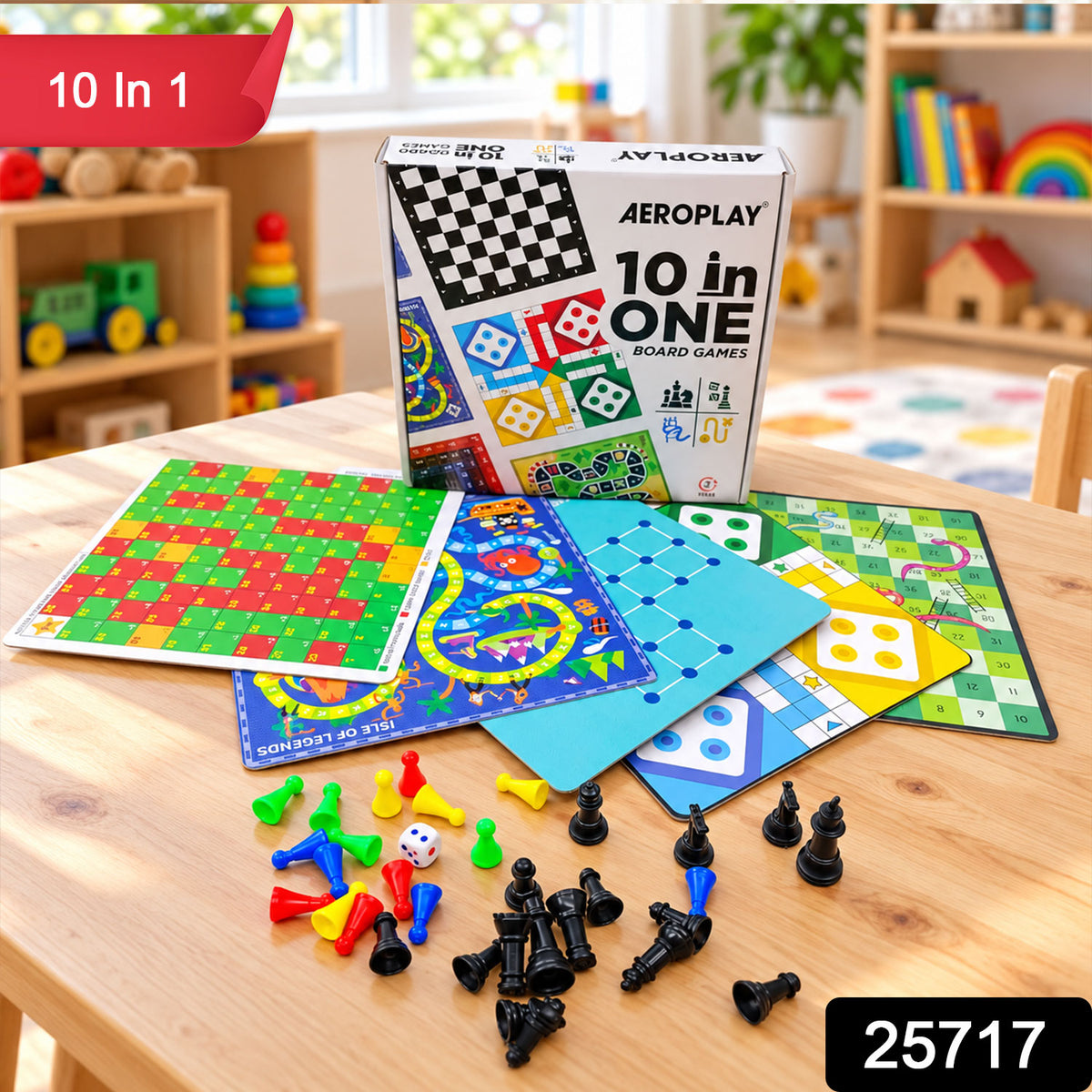 10 in 1 Board Games Set with Ludo, Chess and Snakes and Ladders (10 in 1)