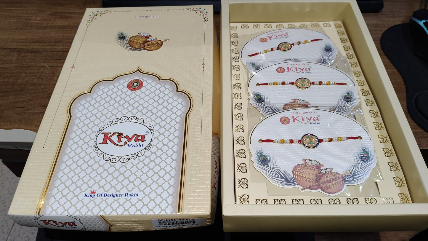 Grand Set of 12 Ornate Meenakari Designer Rakhis