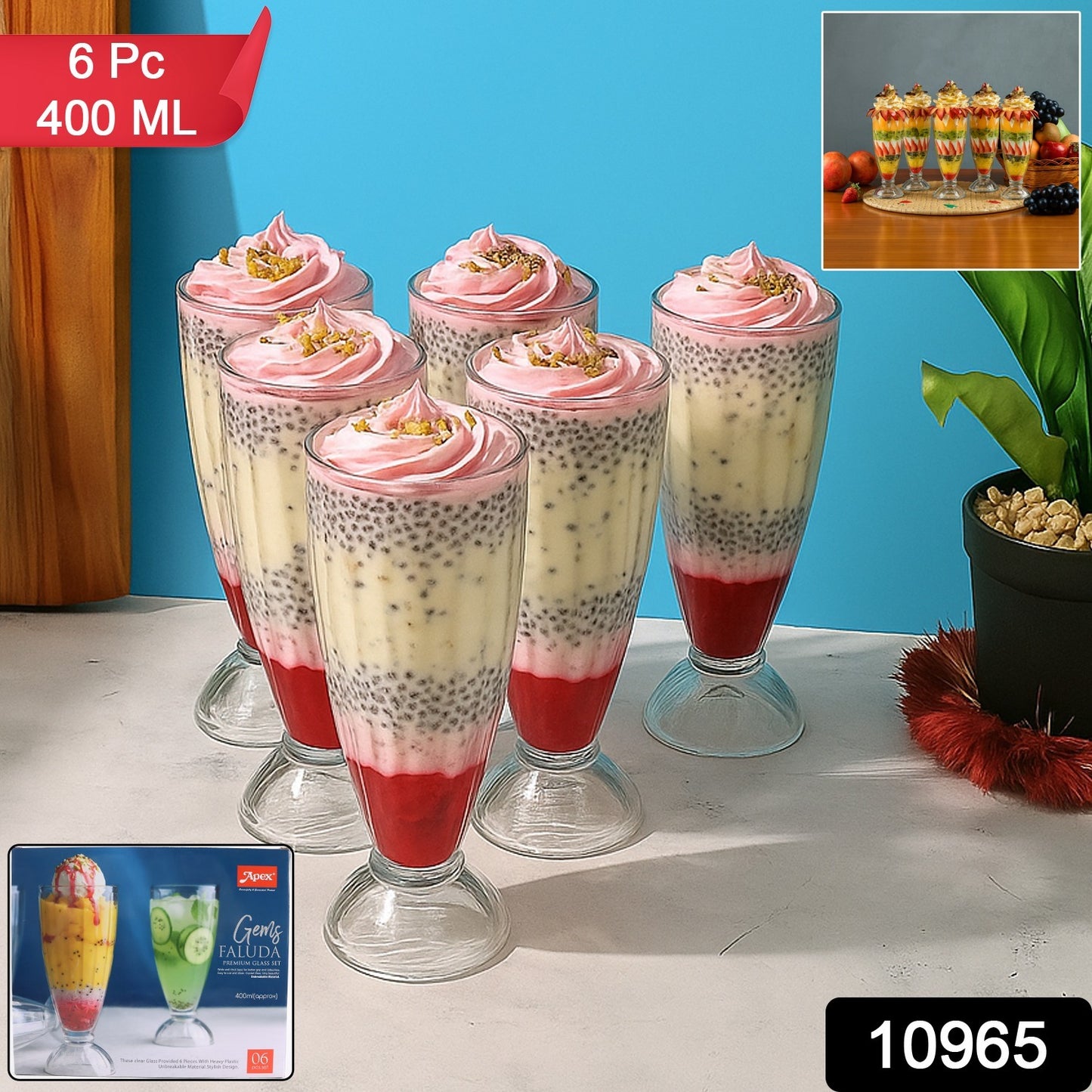 Apex Premium Dessert & Falooda Glasses (Approx 400ML / 6 Pc)