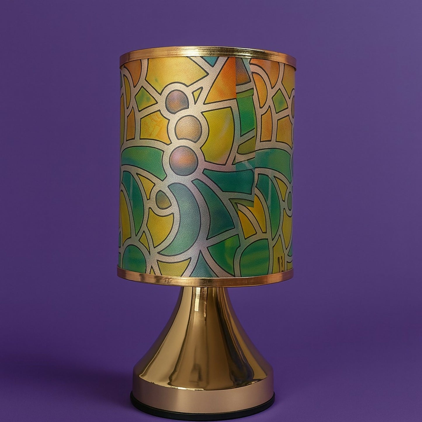 Premium Designer Printed LED Table Lamp for Home Décor | Artistic Pattern Fabric Shade with Golden Base | Soft Ambient Night Lamp for Bedroom, Living Room, Study & Gifting | Energy Efficient Warm Light