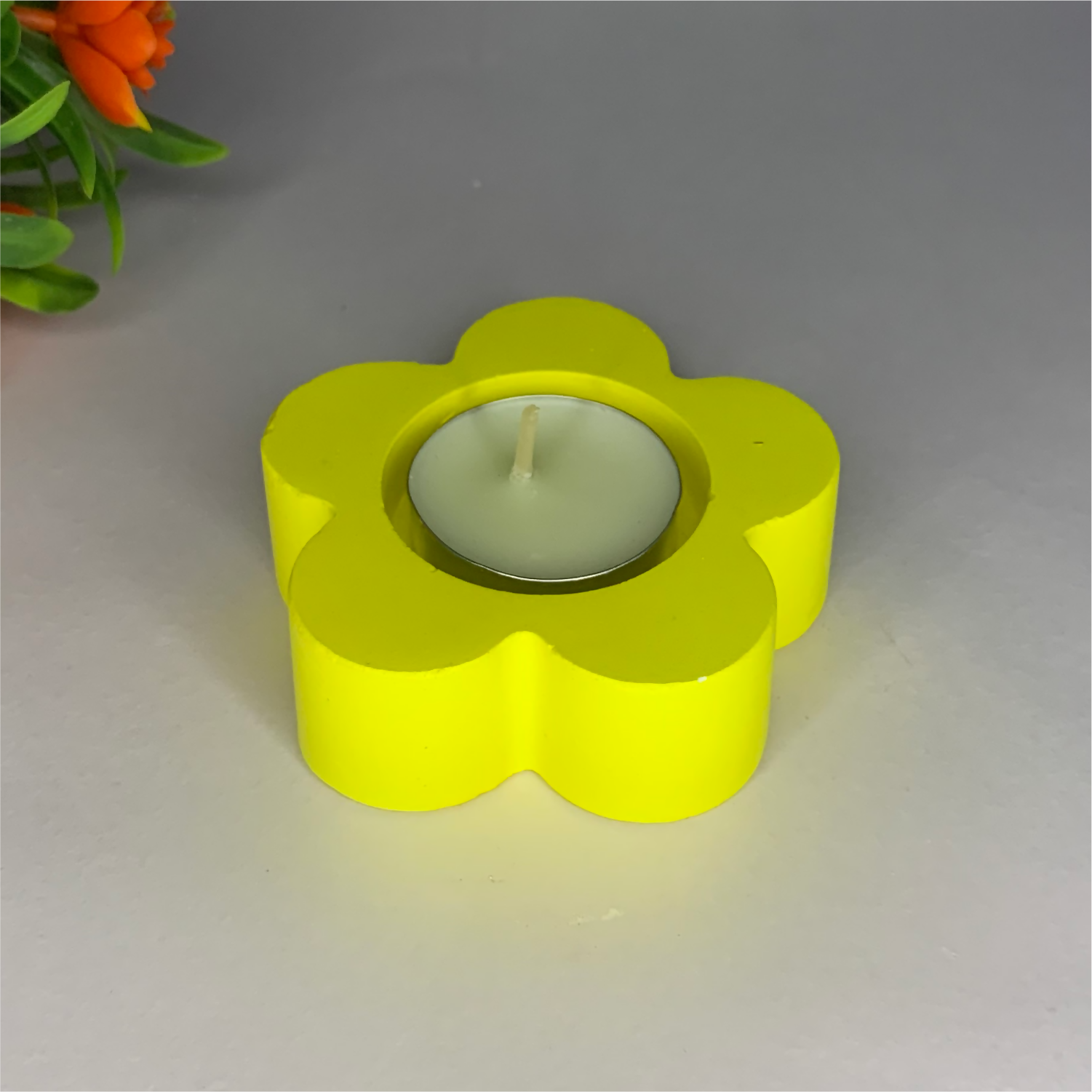Flower Diya yellow tealight candle Elegant Home Decor Handmade
