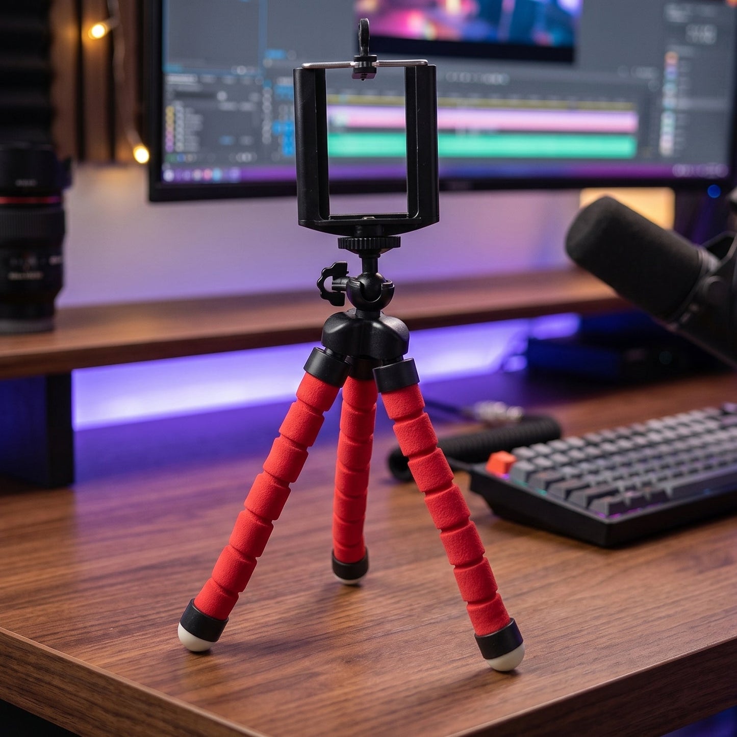 Mini Flexible Tripod Stand for Mobile Phone with Clip Holder Octopus Legs (1 Pc)