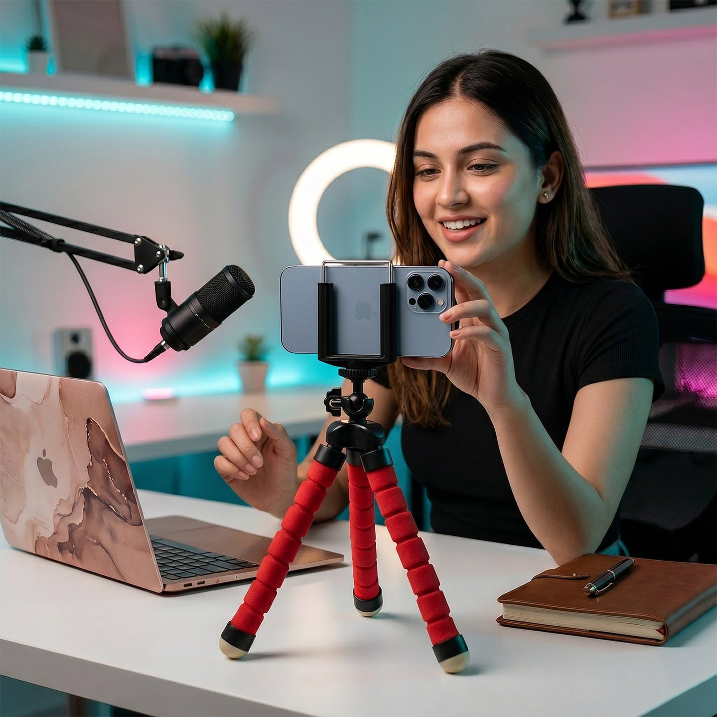 Mini Flexible Tripod Stand for Mobile Phone with Clip Holder Octopus Legs (1 Pc)