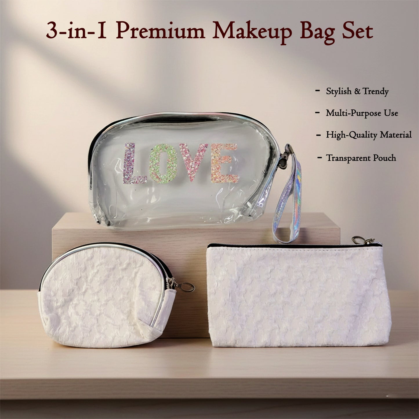 3-in-1 Premium Makeup Bag Set
