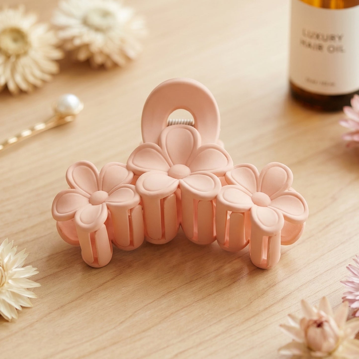 Large plastic hair claw clip flower