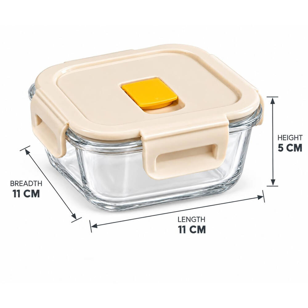 Borosilicate Glass Food Storage Container with Clip-Lock Lid (320 ml, 1 Pc)