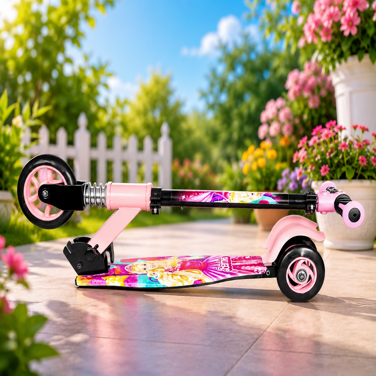 KIXY Kids 3 Wheel Foldable Scooter with Adjustable Height Handlebar