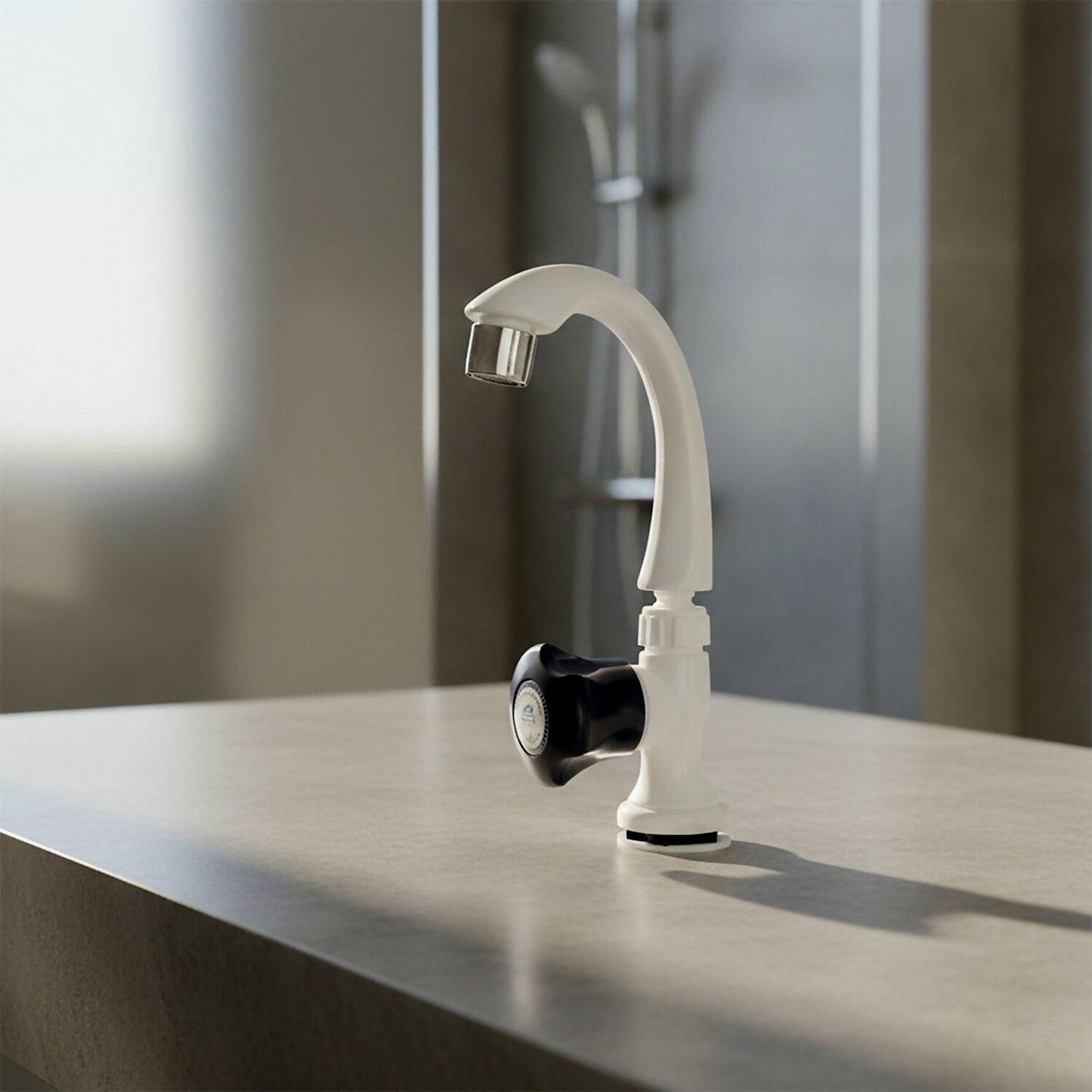 White Plastic Swan Neck Water Tap for Kitchen & Wash Basin – Smooth Flow Sink Faucet