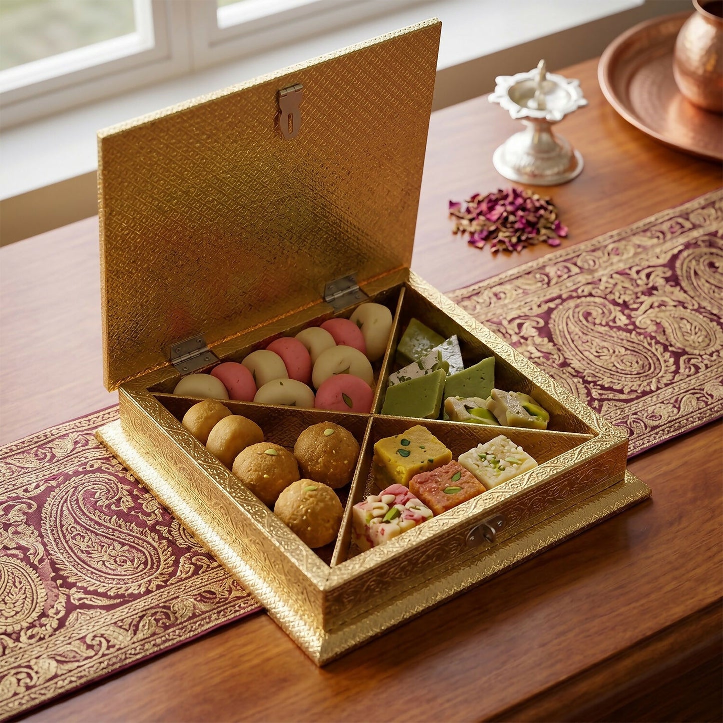 High-detail golden elephant Ambari jewelry box closed