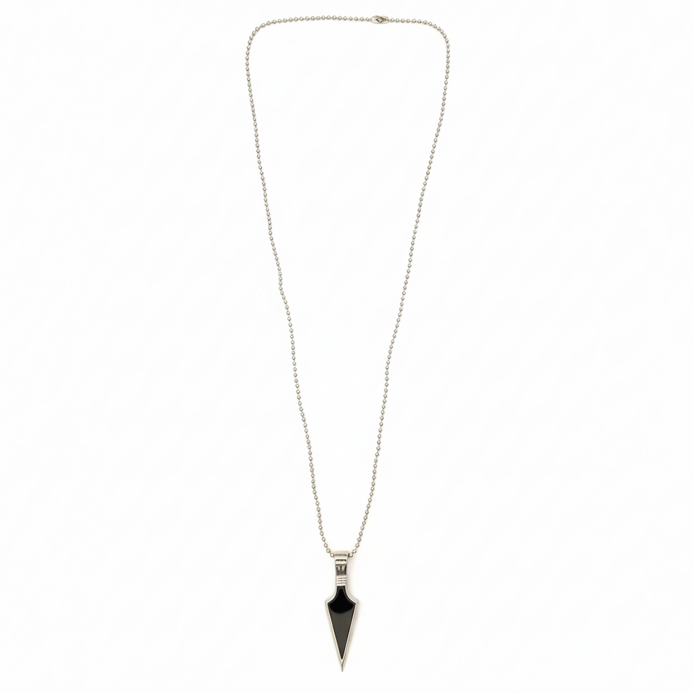 Modern Arrowhead Black & Silver Pendant Necklace for Men