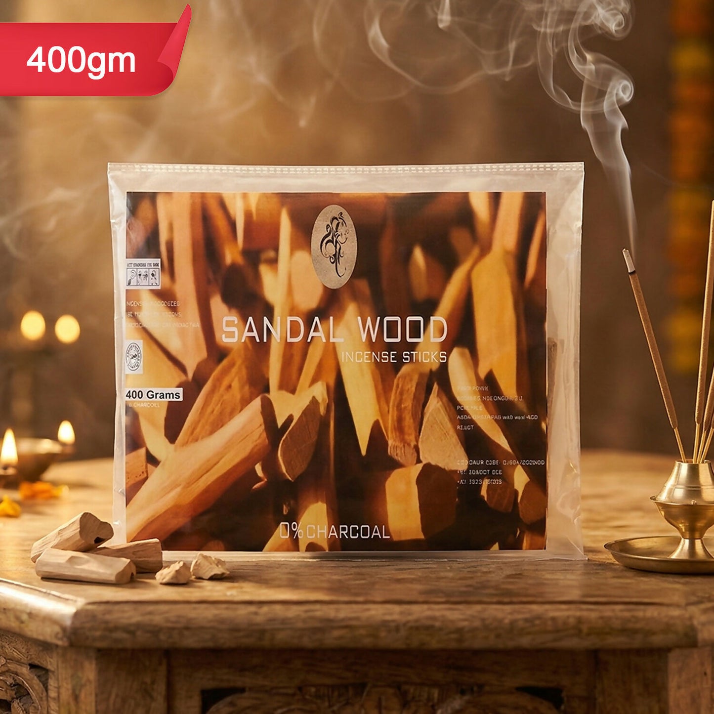 Set of sandalwood incense sticks on a table for relaxation or meditation
