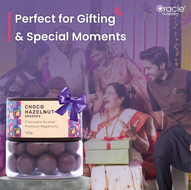 Oracle Nuts & Berry Choco Hazelnut Dragees – Chocolate Coated Premium Hazelnuts (120gm)