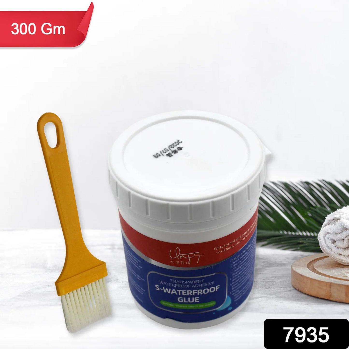 Waterproof glue applied on outdoor surface with brush
