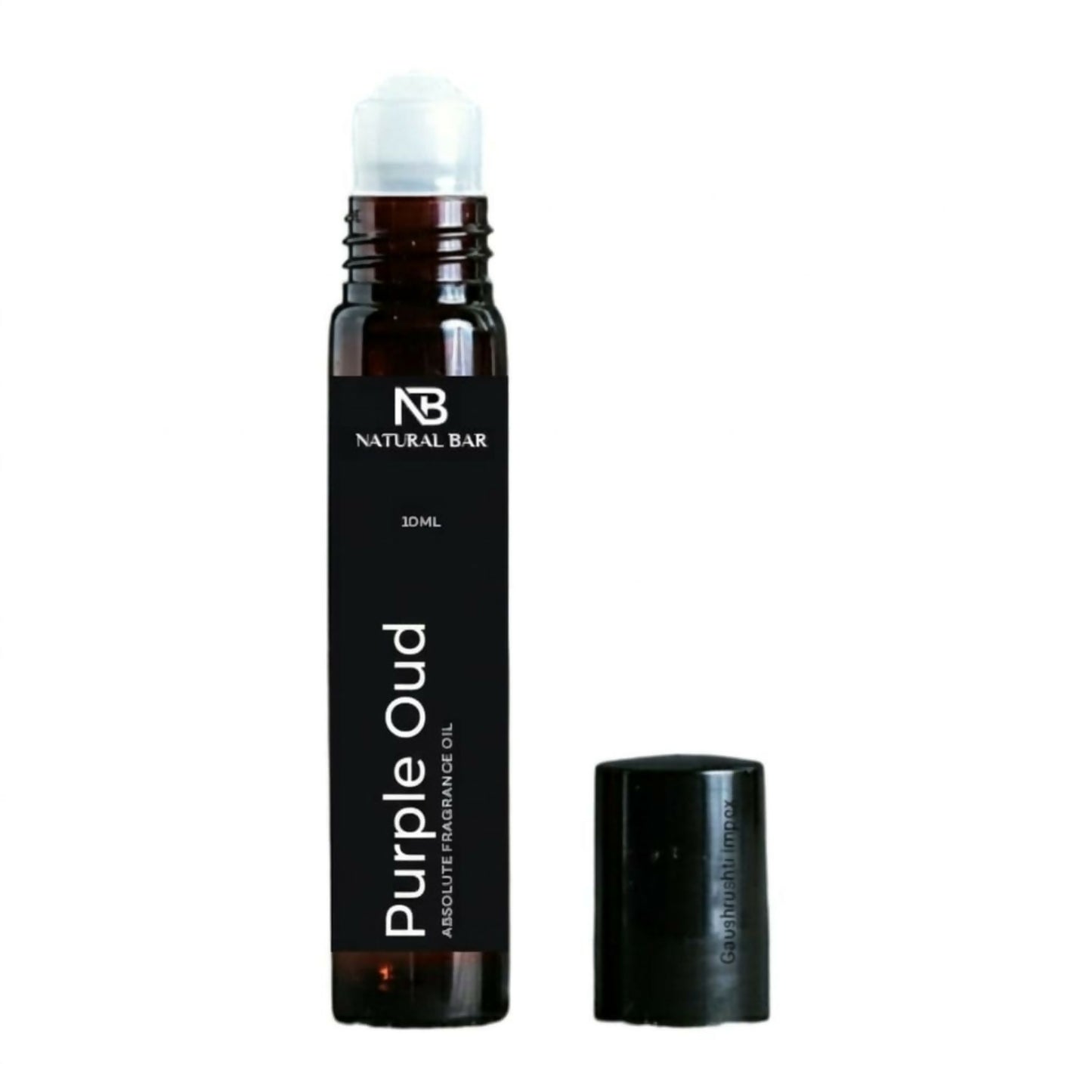 Luxury purple oud attar roll-on with smooth rollerball applicator