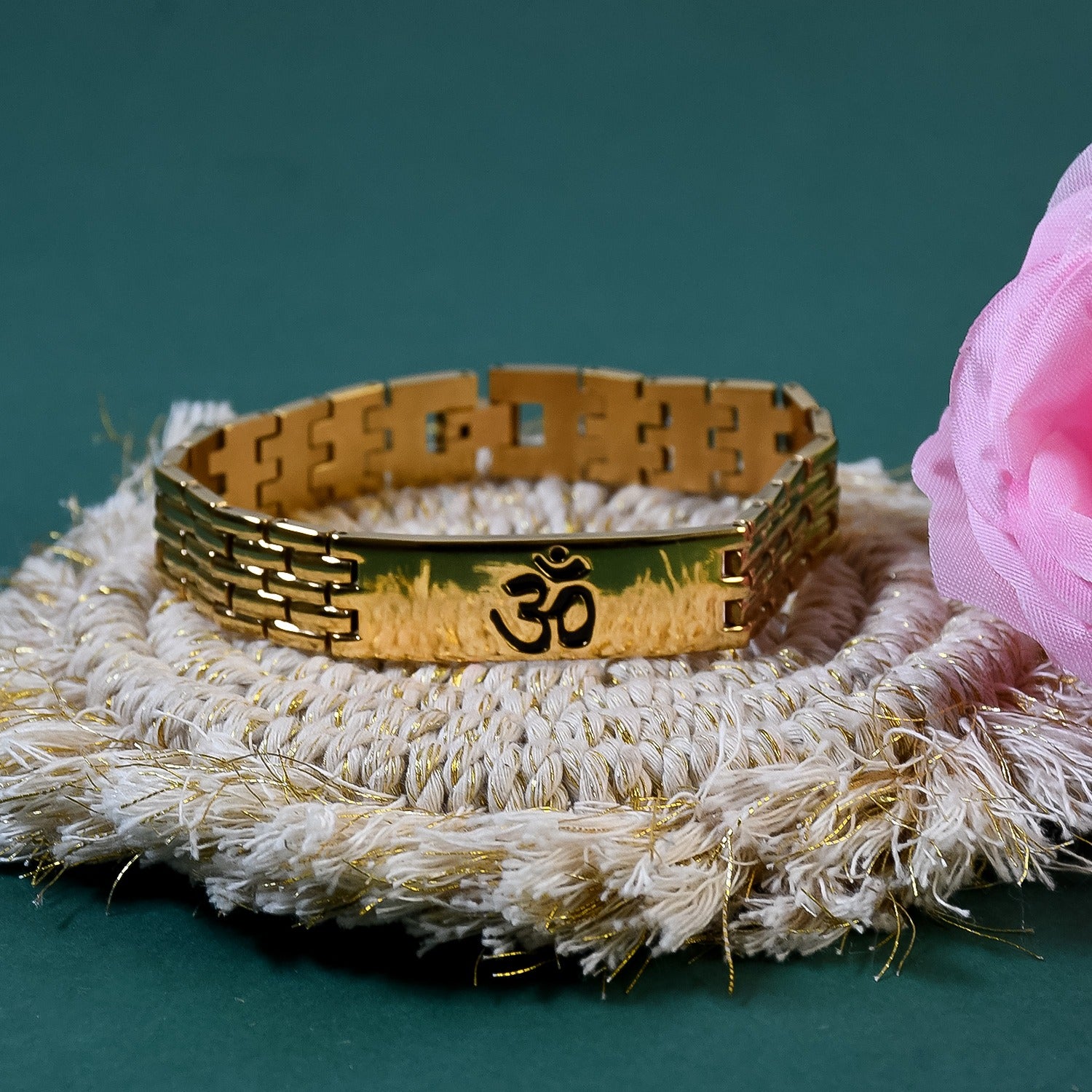 Om  Bracelet with Golden Plating: Divine Energy and Lasting Shine