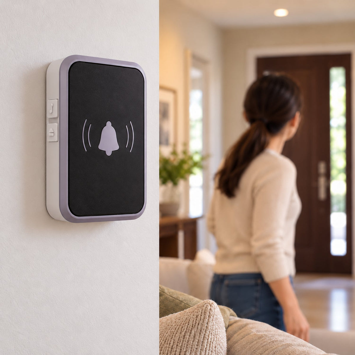 Wireless Doorbell with Push Button, 36 Melodies & Adjustable Volume (1 Set)