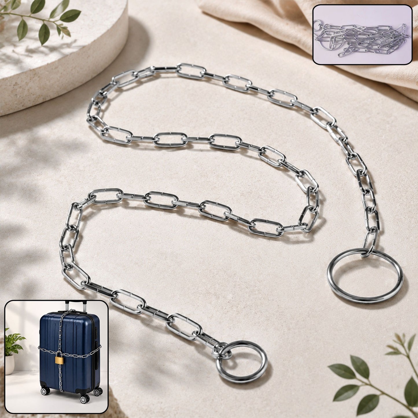 Heavy duty steel luggage lock chain