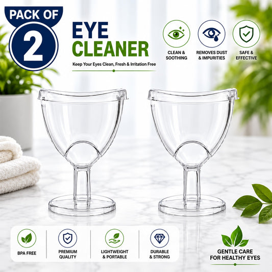 Transparent Reusable Eye Wash Cup Set with Contoured Rim and Stable Base (2 Pc)