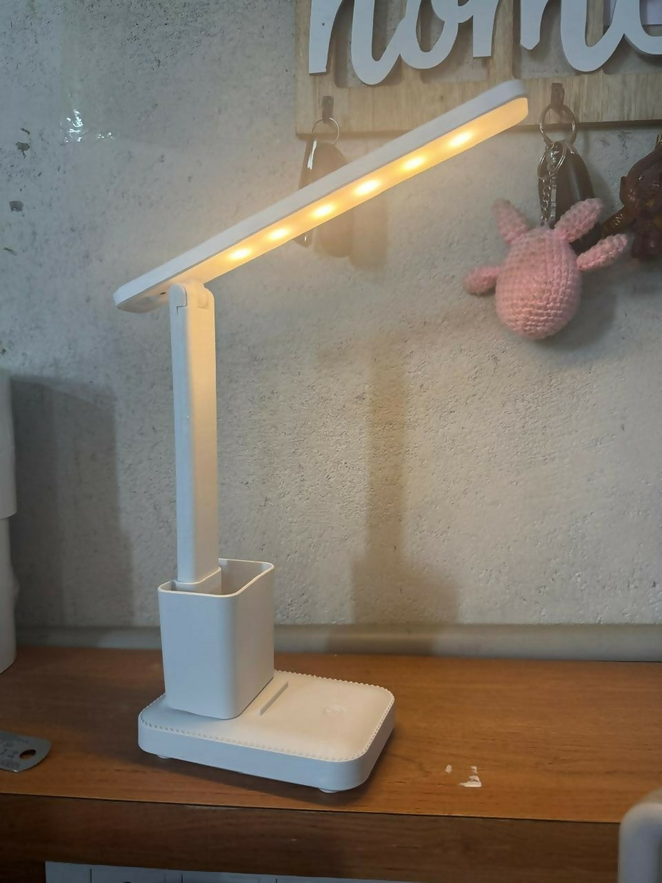 White LED Study Table Lamp with Pen Holder, Touch Control & 3 Light Modes
