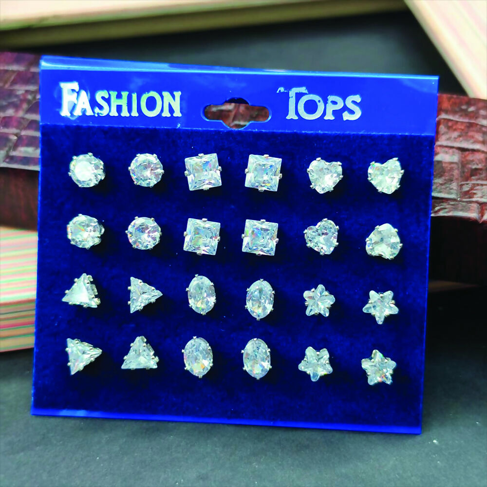 American Diamond Packo Of 12 Stud Earrings