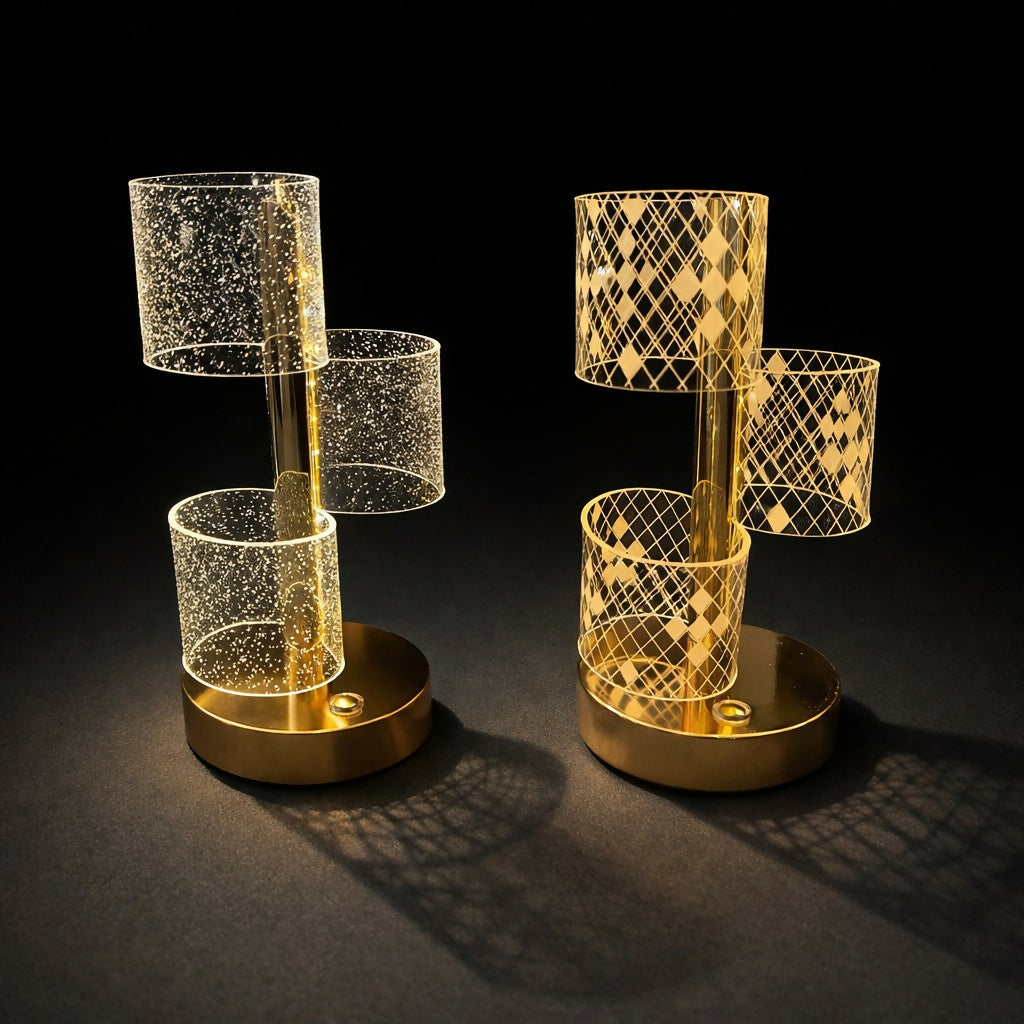 Modern Crystal Glow Table Lamp with Gold Base Decorative Light (Pattern may vary)