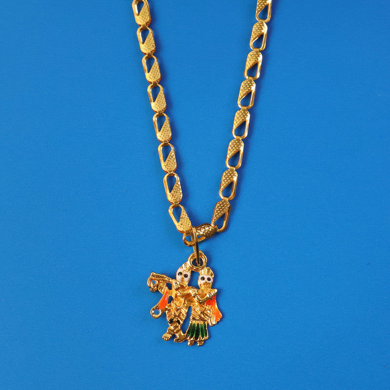 Radha Krishna Dancing Couple Pendant with Designer Chain