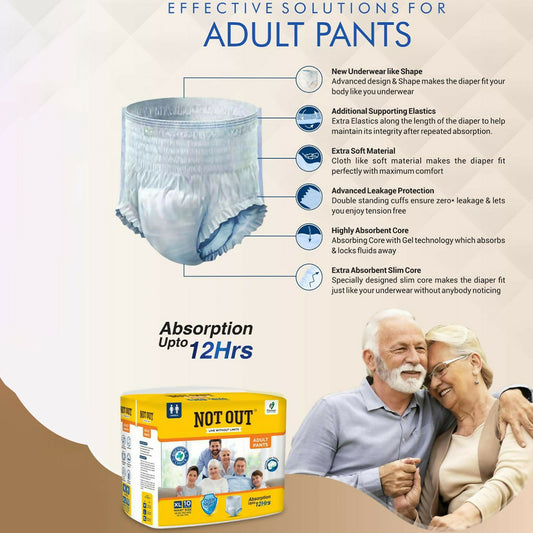 Adult Diaper Pull-Up Pants with Antibacterial Properties – Leakproof, Up to 10 Hours of Protection