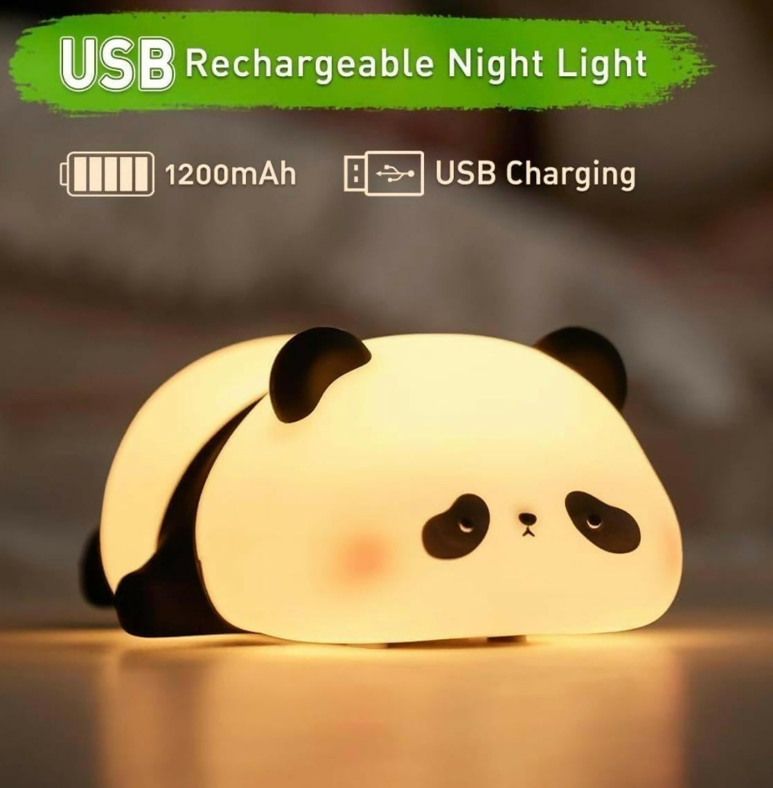 Cute Silicone Panda LED Night Lamp – Soft Color-Changing Kids Bedside Light