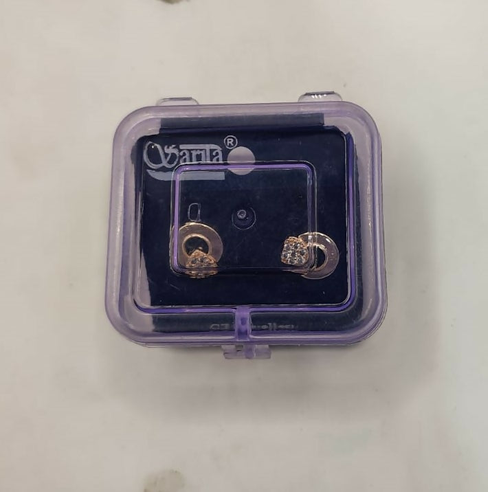 Rose Gold Plated Daily Wear Heart Stud Earrings for women and girls