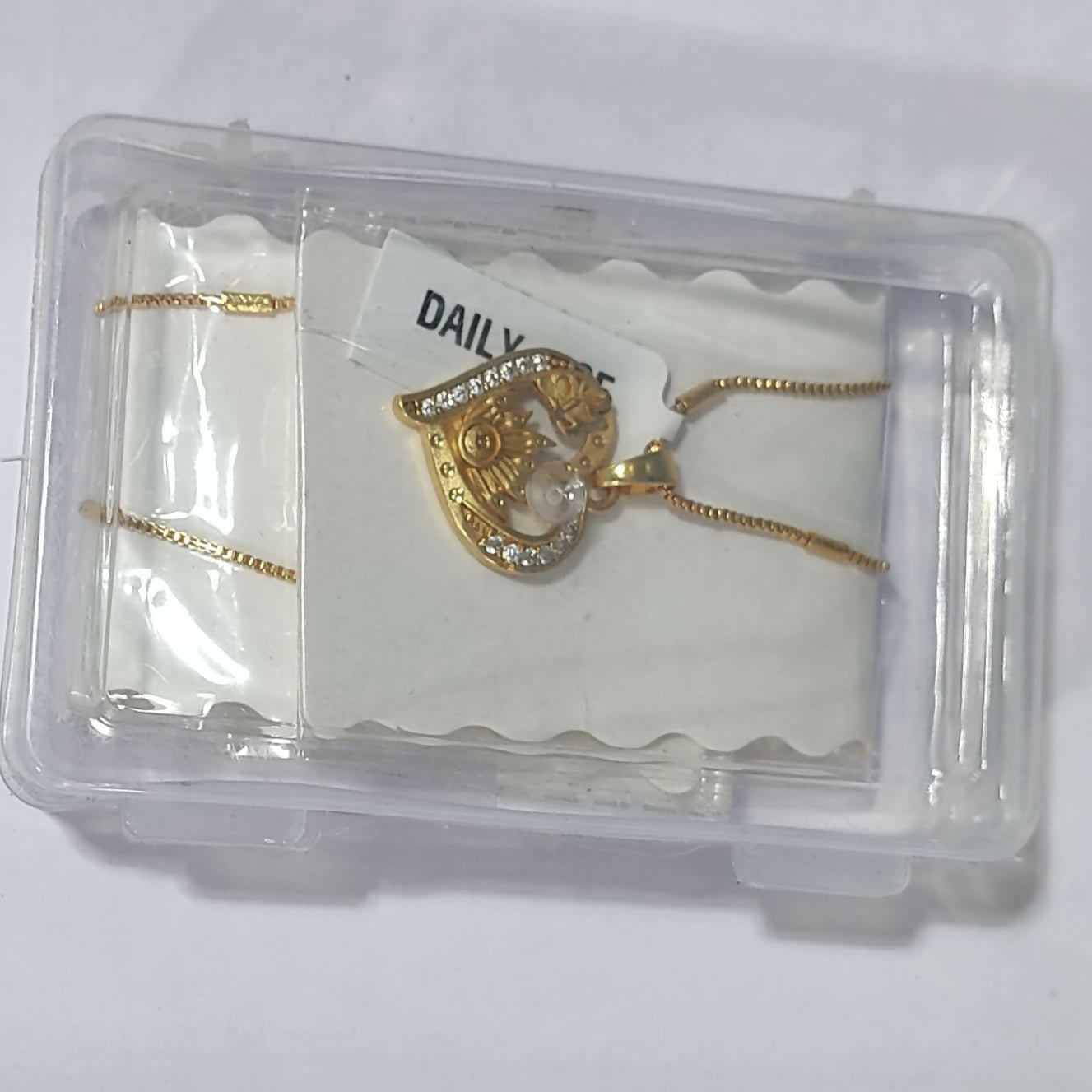 Gold Plated AD Heart Butterfly & Lotus Pendant Necklace For women and girls