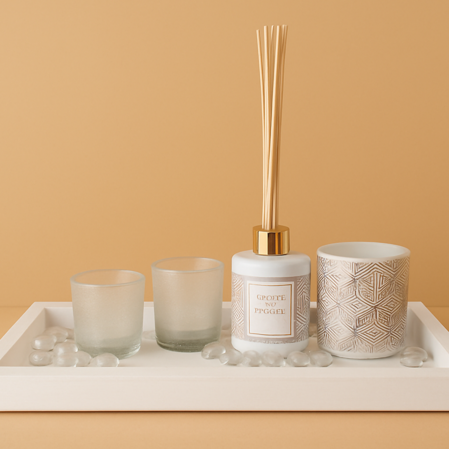 Aroma Premium 7-Piece Reed Diffuser & Scented Candle Gift Set | Home Fragrance Decor with Glass Tealight Holders | Relaxing Aromatherapy Set for Living Room, Bedroom & Office | Elegant Gifting Box for All Occasions