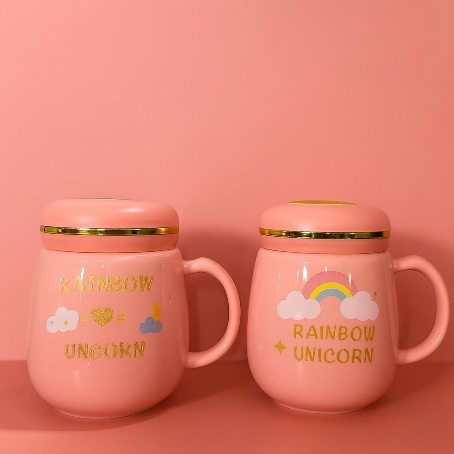 Unicorn Ceramic Mug with Pink Heart Lid | Cute Milk Coffee Mug for Girls (Design and colour may vary)