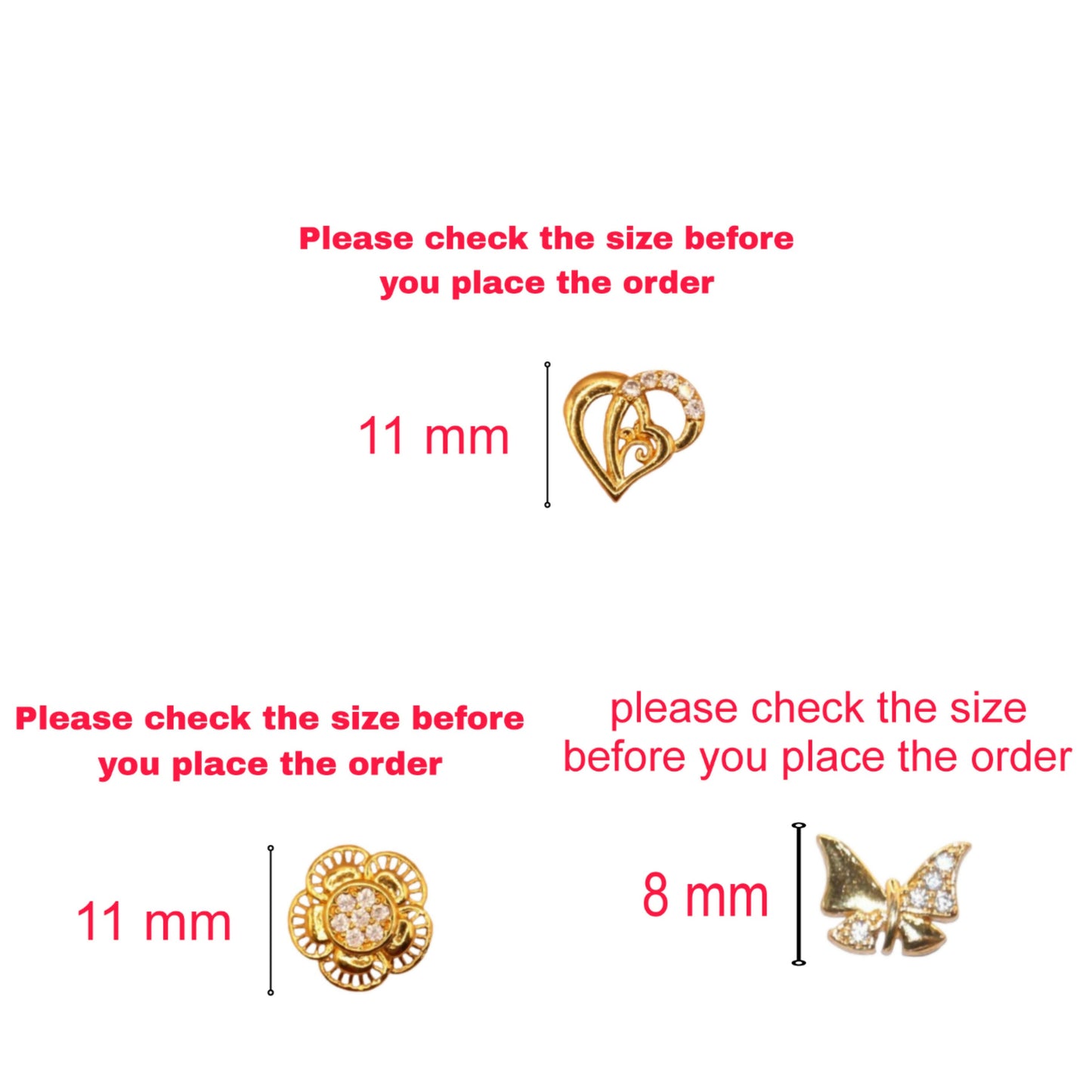 Gold Plated Stud Earring Combo | Heart, Butterfly & Floral" for women and girls Combo Pack of 3