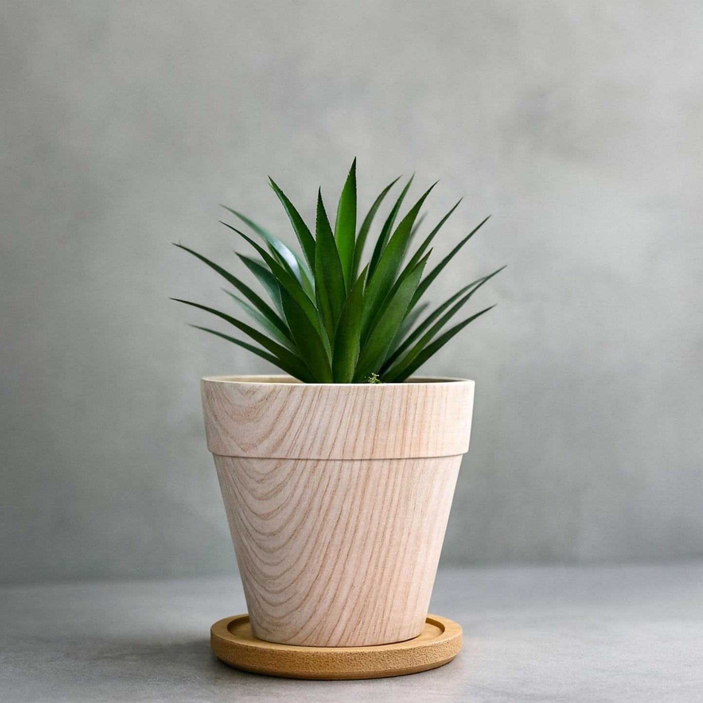 Artificial Succulent Plant with Wooden Texture Pot for Home & Office Decor