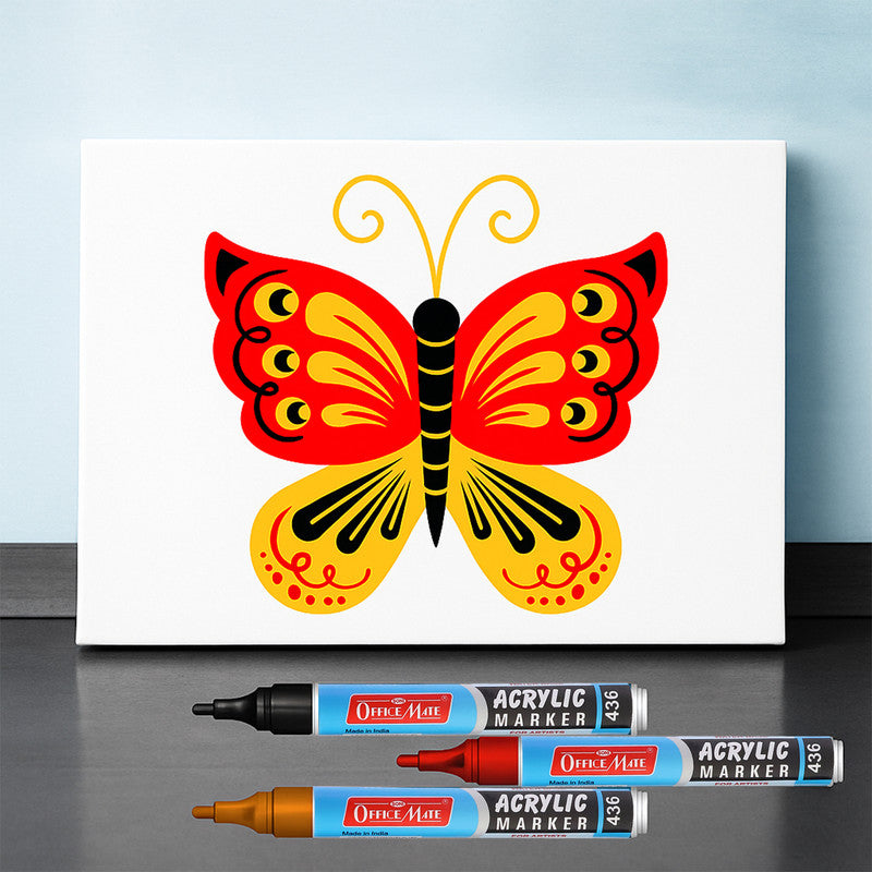 Soni Officamate Acrylic Marker Pen Set – 5 Color Pack, Water-Based, Quick Dry, Non-Toxic & Multi-Surface