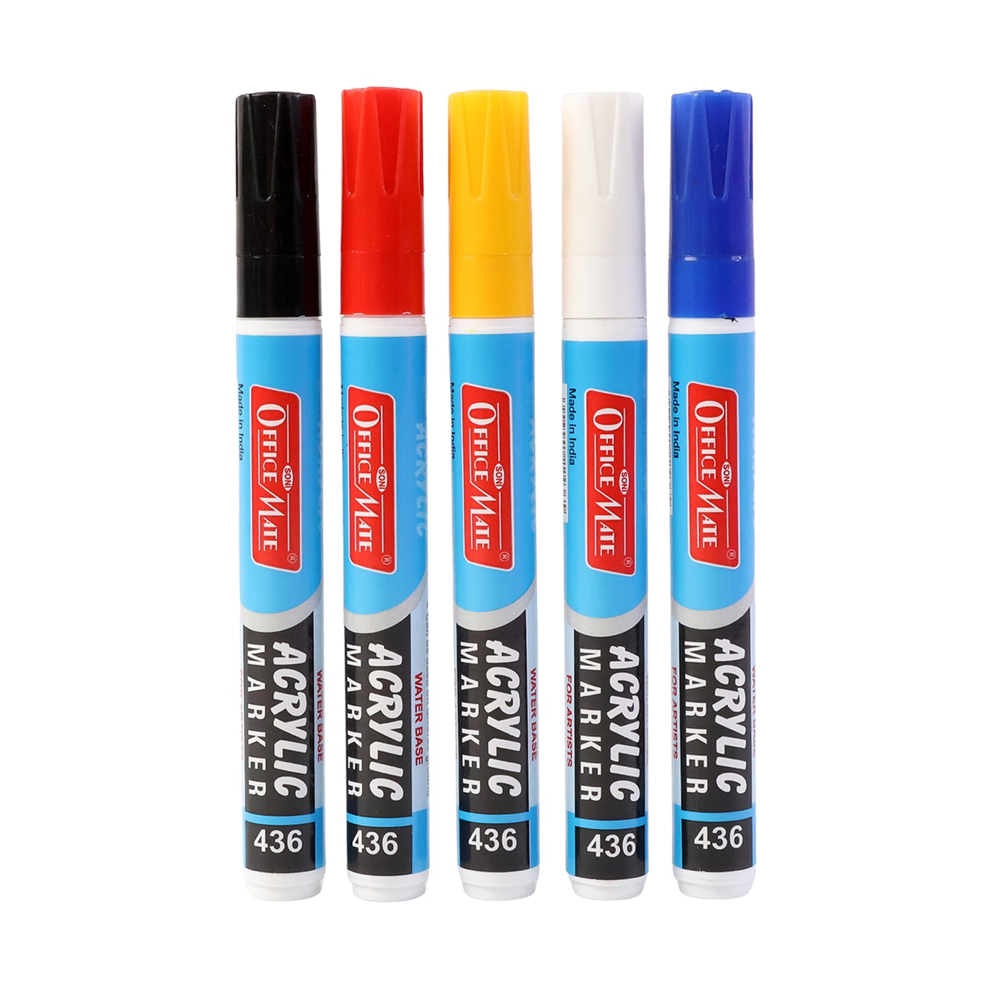 Officemate Acrylic Marker Pen Set – 5-Color Pack, Quick-Dry & Water-Based