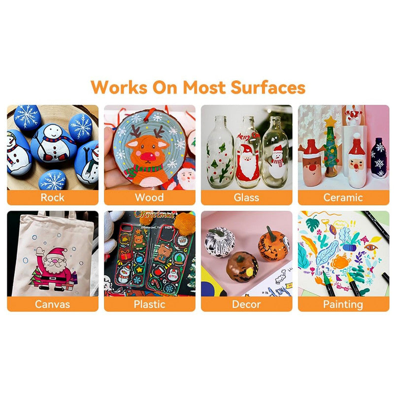 Soni Officamate Acrylic Marker Pen Set – 8 Vibrant Colors, Quick Dry, Multi-Surface, Water-Based & Non-Toxic