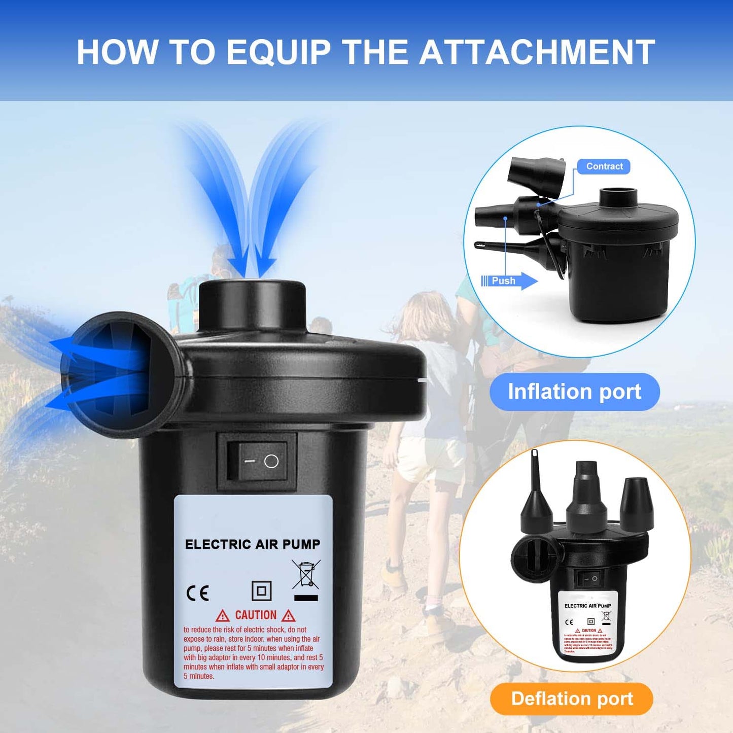 બોલ માટે 9080 ઇલેક્ટ્રિક એર પંપ, બલૂન (3 નોઝલ)