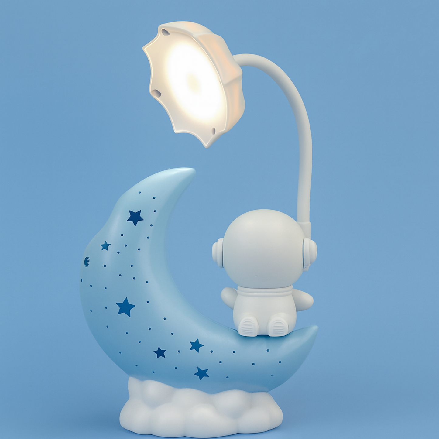 Astronaut Moon LED Night Lamp with Warm Light for Kids Bedroom & Desk (BLUE)